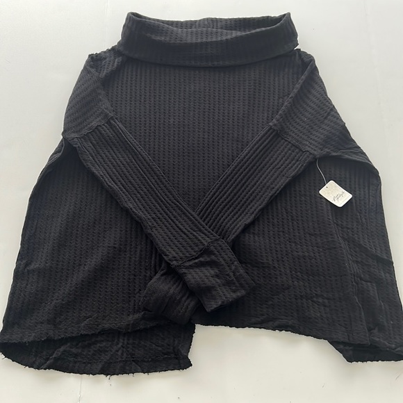 NWT Free People Juicy Long Sleeve Open Back Top Black Large - Picture 8 of 10